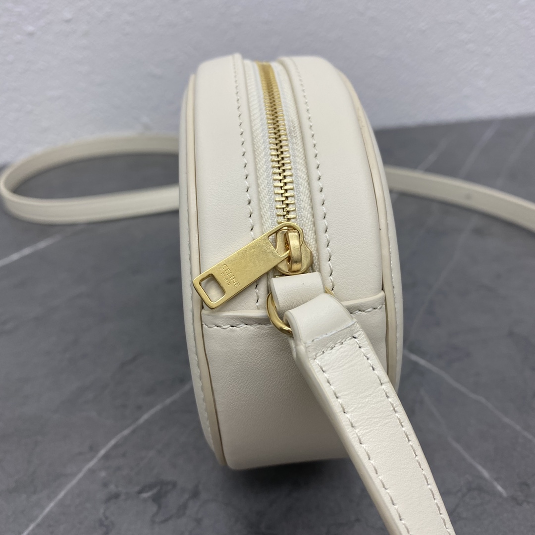 Celine Crossbody Oval Purse Cuir Triomphe In Smooth Calfskin White 101703